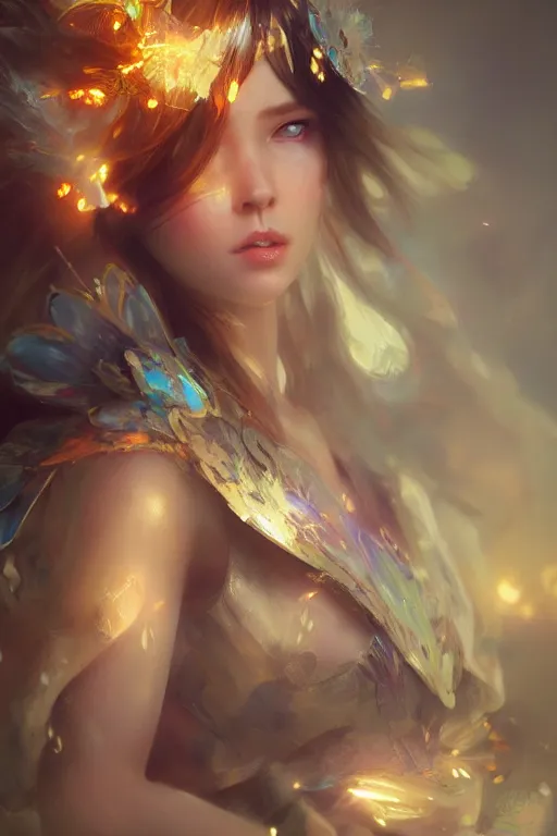 Image similar to face closeup beautiful girl fairy casting spell, 3 d render, holding electricity, hyper realistic detailed portrait, ruan jia, wlop, fantasy, hyper detailed, octane render, concept art, peter mohrbacher