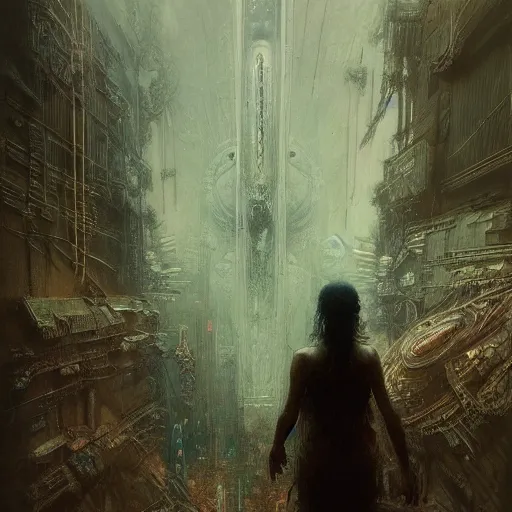 Prompt: cyberpunk dreaming by gustave dore and gustave moreau and beksinski and giger and craig mullins and jeremy mann