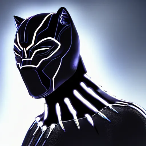 Image similar to Cyberpunk Black Panther, close up shot, neon, cyborg, futuristic, photorealistic, 8K,