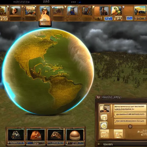 Image similar to sid meyer's civilization IV menu screen, spinning earth