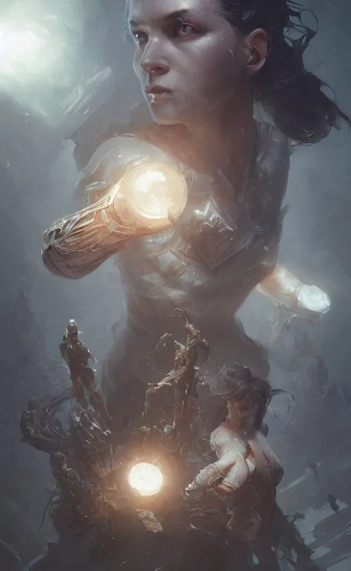 Prompt: small crystal with white pulsing light, front energy game card, marvel comics, dark, intricate, highly detailed, smooth, artstation, digital illustration by ruan jia and mandy jurgens and artgerm and wayne barlowe and greg rutkowski and zdislav beksinski