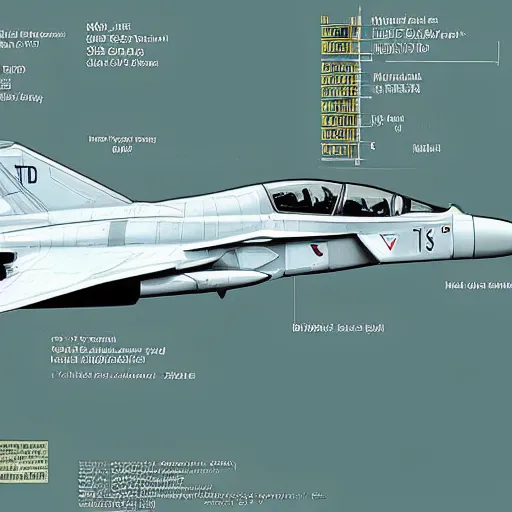 Image similar to Schematics drawing for the F-45 Firestorm Mk II Fighter Jets