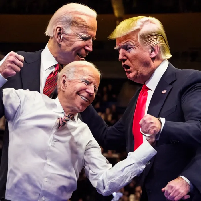 Image similar to joe biden and donald trump in a boxing match, detailed sharp photo