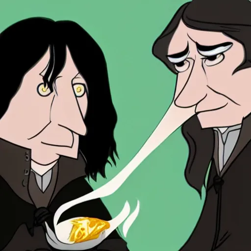 Image similar to severus snape eating a hot and recoiling in disgust