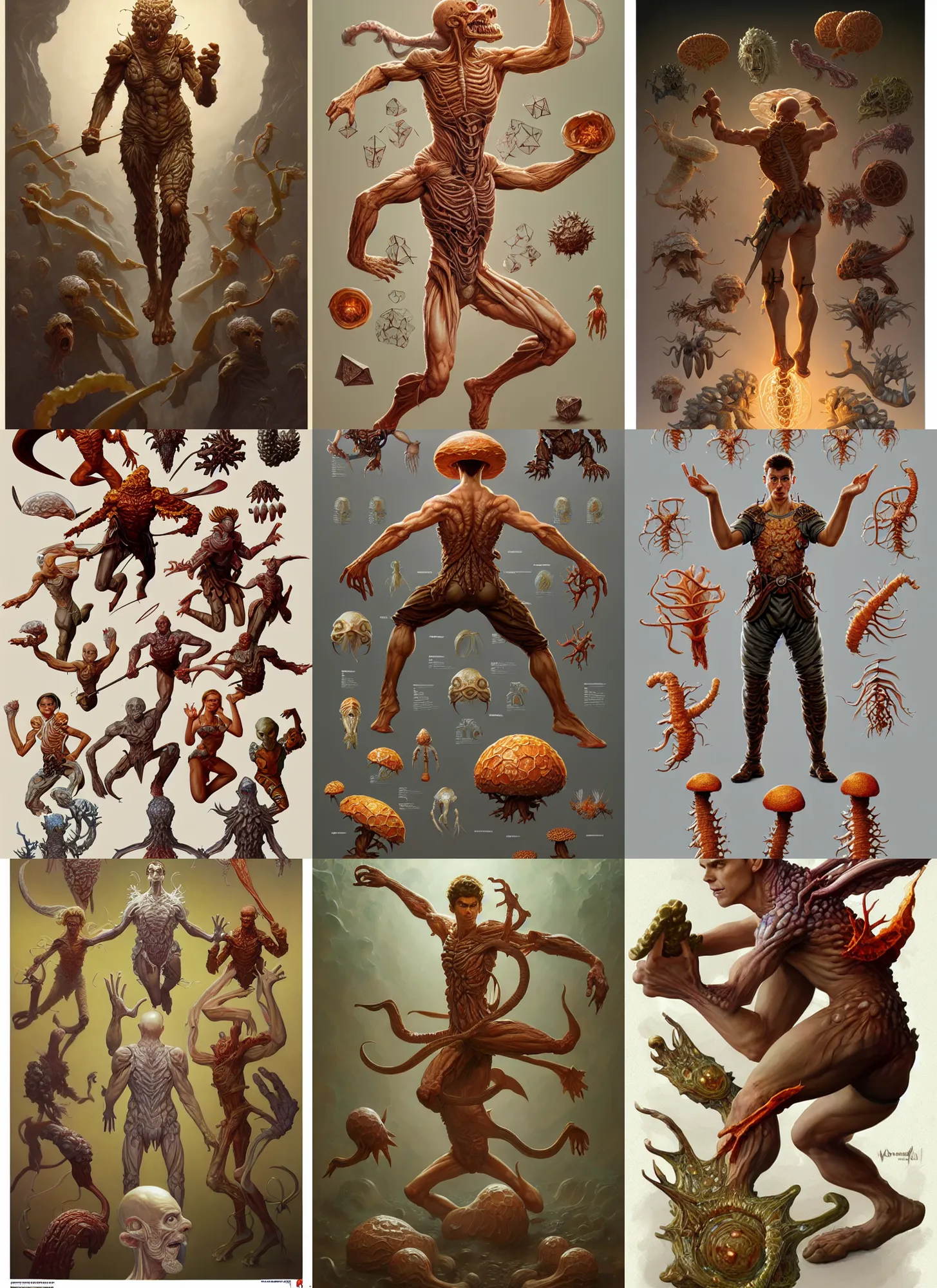 Prompt: full - body d & d mtg fungus anatomy on white background, action pose, intricate, highly detailed, digital painting, artstation, concept art, smooth, sharp focus, illustration, art by norman rockwell emiliano ponzi andrey remnev yoann lossel aaron jasinski, 8 k