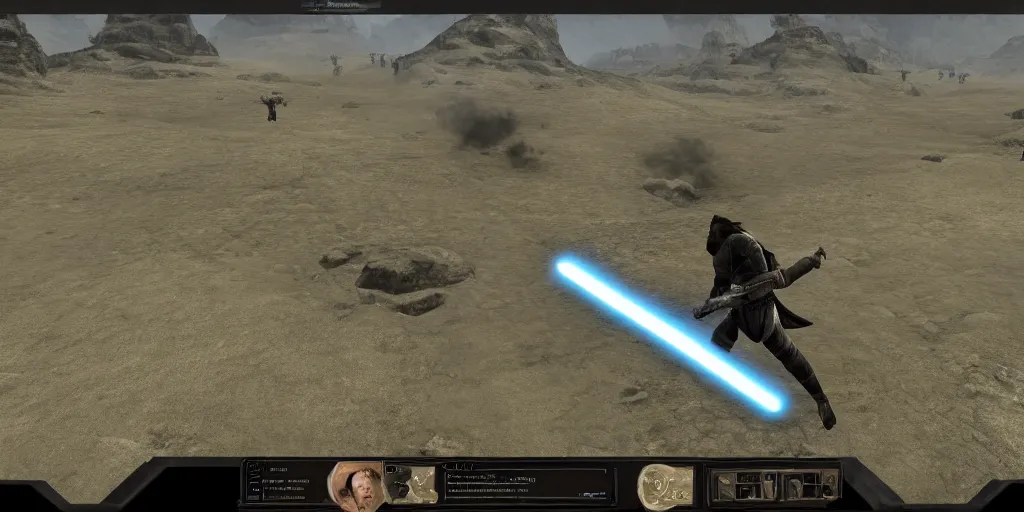 Image similar to mount and blade star wars screenshot riding into battle