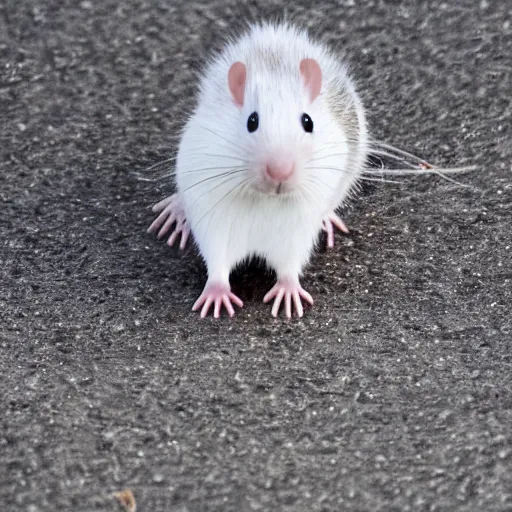 Prompt: stock photo of a white rat plotting to conquer the world
