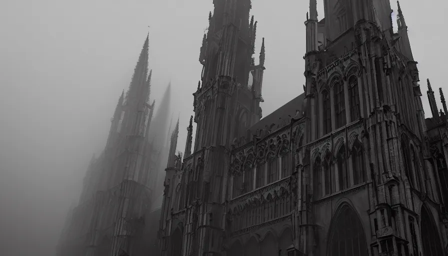Prompt: neo - gothic brussels in the fog, hyperdetailed, artstation, cgsociety, 8 k