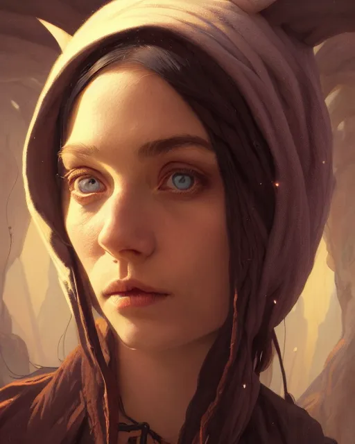 Prompt: highly detailed vfx - portrait of a witch, wonderful eyes, unreal engine, greg rutkowski, only, once, people, makoto shinkai and lois van baerle, ilya kuvshinov, rossdraws, tom bagshaw, alphonse mucha, global lighting, detailed and complex environment