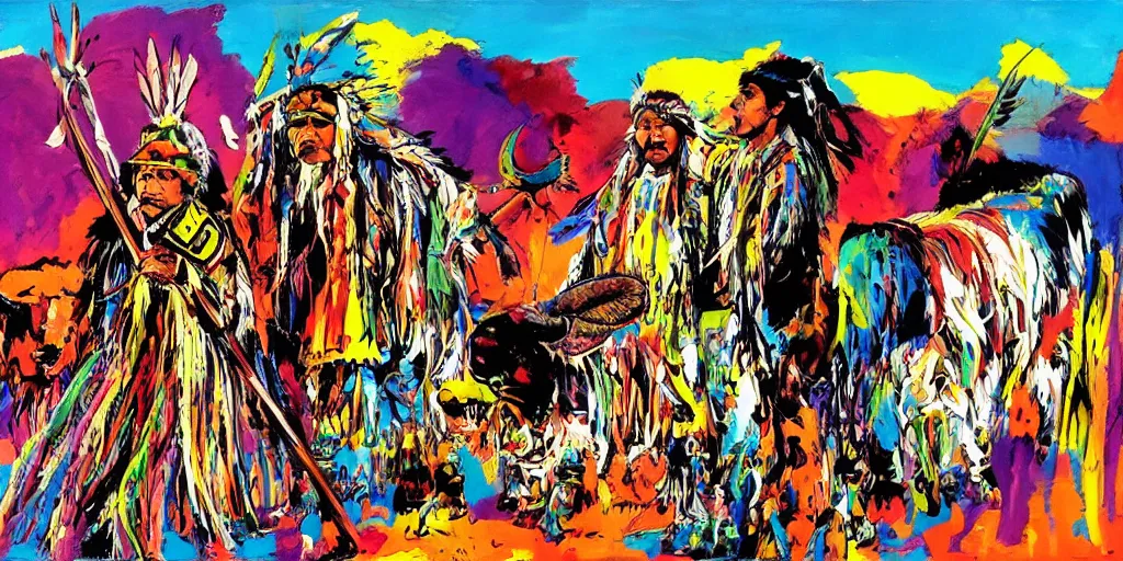 Image similar to of Native American hunting a buffalo Jim Mahfood and Peter max