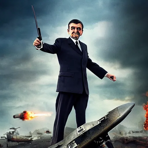 Image similar to mr bean as epic war hero, movie poster, 8 k hd,