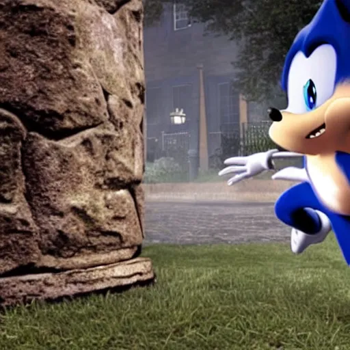 Image similar to a still of from the movie the exorcist crossover with the game sonic unleashed