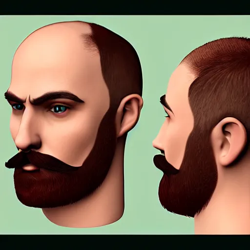 Prompt: A guy with a big moustache and a shaved head, 8k highly detailed face