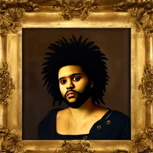 Prompt: a renaissance style portrait painting of the weeknd 303228733