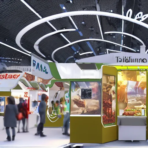 Prompt: a market stall at a futuristic trade show in 2 0 5 5, cinematic, dslr, unreal engine