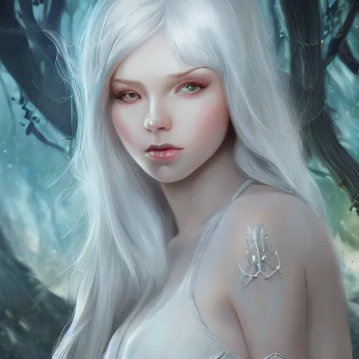 Image similar to teen elf girl, silver hair, fantasy isekai, gorgeous, amazing, elegant, intricate, highly detailed, digital painting, artstation, concept art, sharp focus, illustration, art by Ross tran