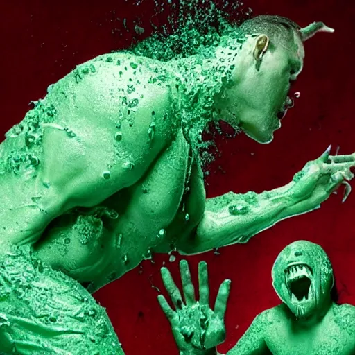 Prompt: big budget body horror movie. Production photograph. Slime.