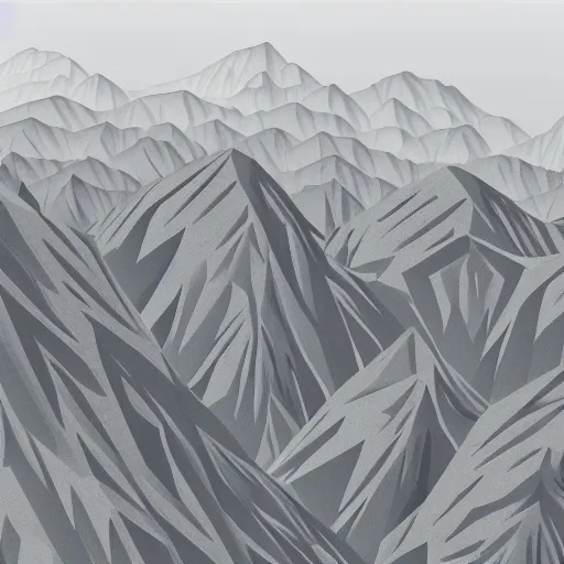 Image similar to small topographical mountains grey color scheme, painted high angle view