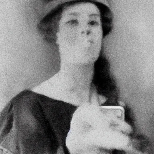 Image similar to woman, full length portrait do selfie with iphone, photo, 1 9 1 0