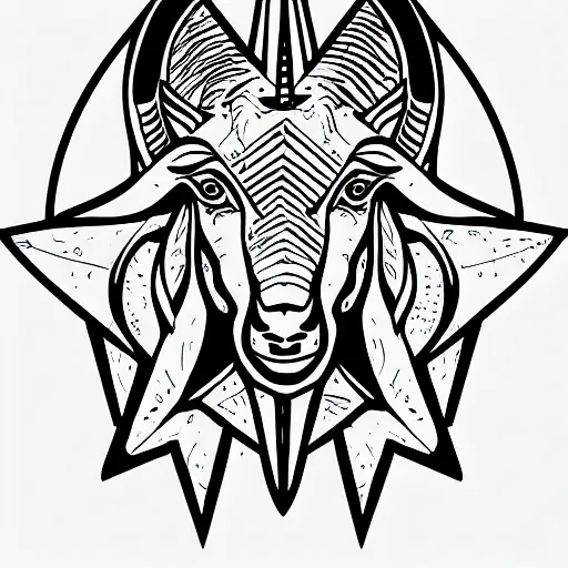 Image similar to satanic goat line art, graphic tees