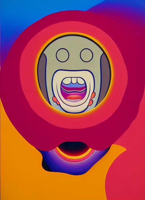 Image similar to insight of a men screaming by shusei nagaoka, kaws, david rudnick, airbrush on canvas, pastell colours, cell shaded!!!, 8 k