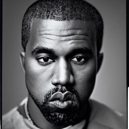 Prompt: a vintage photograph of Kanye West By Felice Beato, portrait, 40mm lens, shallow depth of field, split lighting