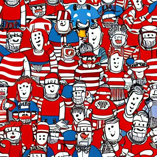 Prompt: wheres waldo art by walter wick