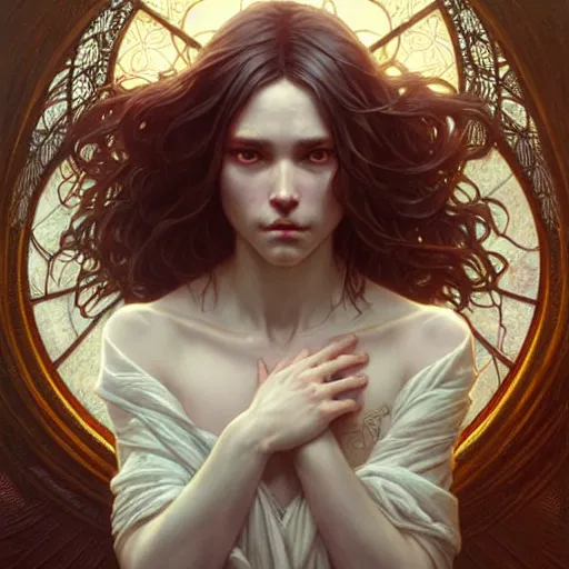 Image similar to pure love is patient love is kind ; ultra realistic, concept art, intricate details, eerie, haunting, highly detailed, photorealistic, octane render, 8 k, unreal engine. art by artgerm and greg rutkowski and charlie bowater and magali villeneuve and alphonse mucha