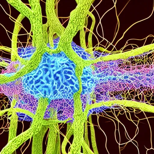 Image similar to 2 d representation of two neurons connected to each other, realistic