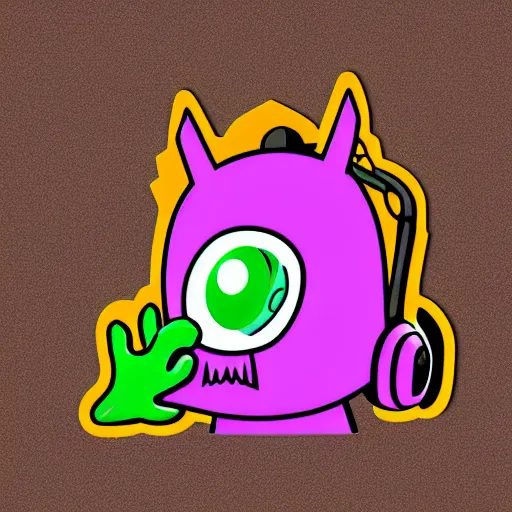 Image similar to Pop Wonder NFT - Alien Bog Friendly Monster Wearing Headphones, Sticker SVG Art