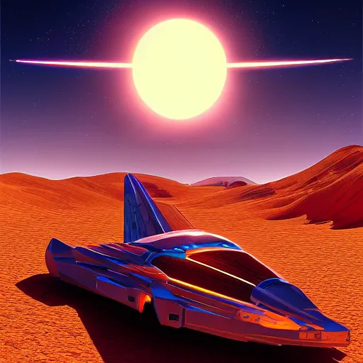 Image similar to poster starwalker running in the desert, small starship near, futuristic, hi-tech details, style jean giraud, hyperdetailed, vivid colors, cinematic, unreal engine