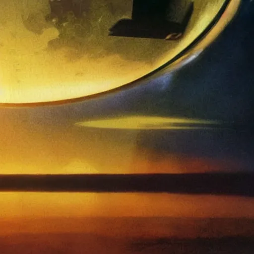 Image similar to Water world planet in the clouds, cinematic angle, cinematic lighting, blue sky, sun in the sky, by Syd Mead, John Harris, Federico Pelat