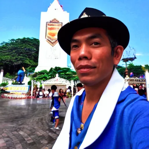 Prompt: ferdinand magellan taking a selfie at rizal park, realistic, shot on an iphone