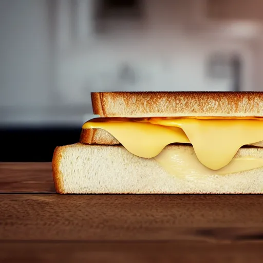 Image similar to a cheese sandwich on a wooden table, award winning, trending on artstation, unreal engine