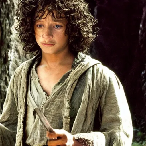 Prompt: morgan freeman as frodo in lord of the rings