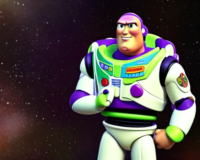 Prompt: Film still close-up shot of Dwayne Johnson as Buzz Lightyear in the movie Toy Story 3. Photographic, photography