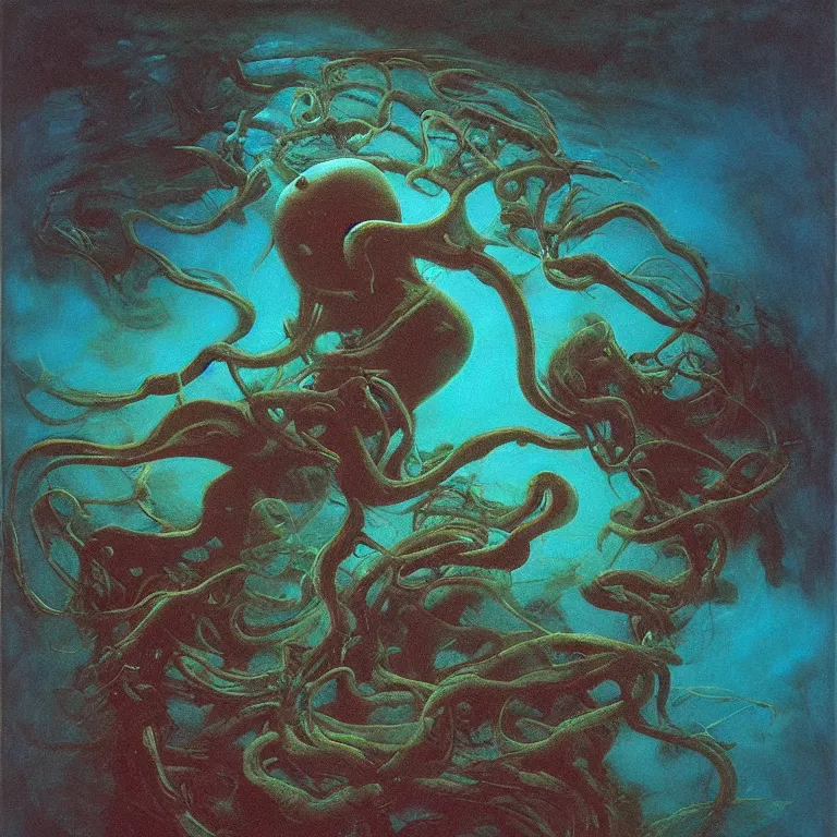 Prompt: Hyperrealistic intensely colored studio Photograph portrait of a deep sea bioluminescent Leather Boot deep underwater in darkness long exposure, award-winning nature deep sea expressionistic impasto heavy brushstrokes oil painting by Audubon and Zdzisław Beksiński vivid colors hyperrealism 8k