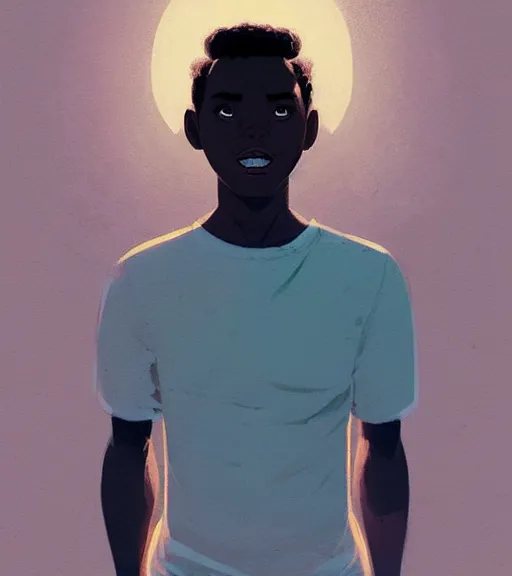 Prompt: portrait of a young man, raised on the island, dark skin, white hair, face tatooes by atey ghailan, by greg rutkowski, by greg tocchini, by james gilleard, by joe fenton, by kaethe butcher, dynamic lighting, gradient light blue, brown, blonde cream and white color scheme, grunge aesthetic