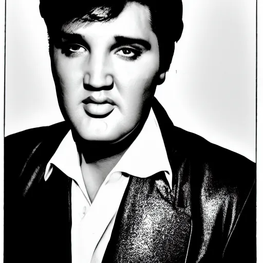 Prompt: photo of Elvis, photomat, black and white, photobooth