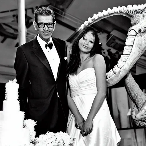 Image similar to Jeff Goldblum marries a dinosaur, photo