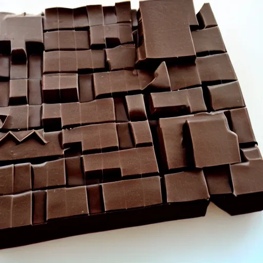 Prompt: dark chocolate relief of minecraft