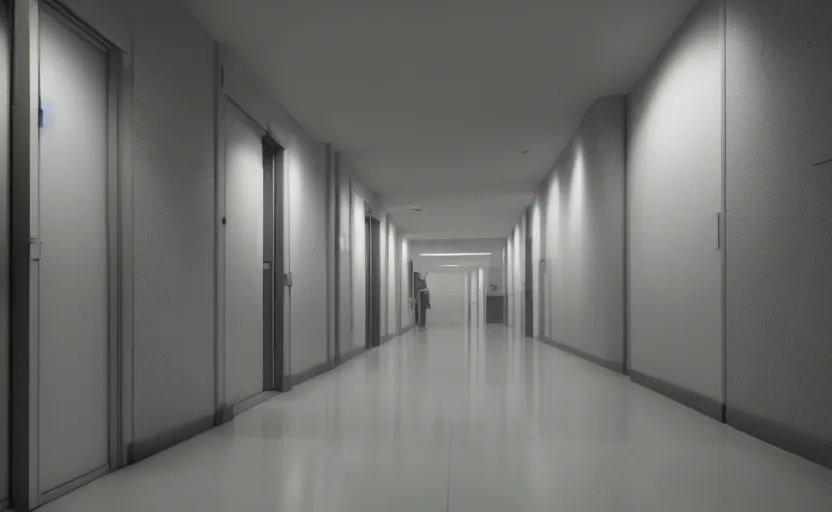 Image similar to an hallway in hospital, octane render, artstation trending, highly detailded