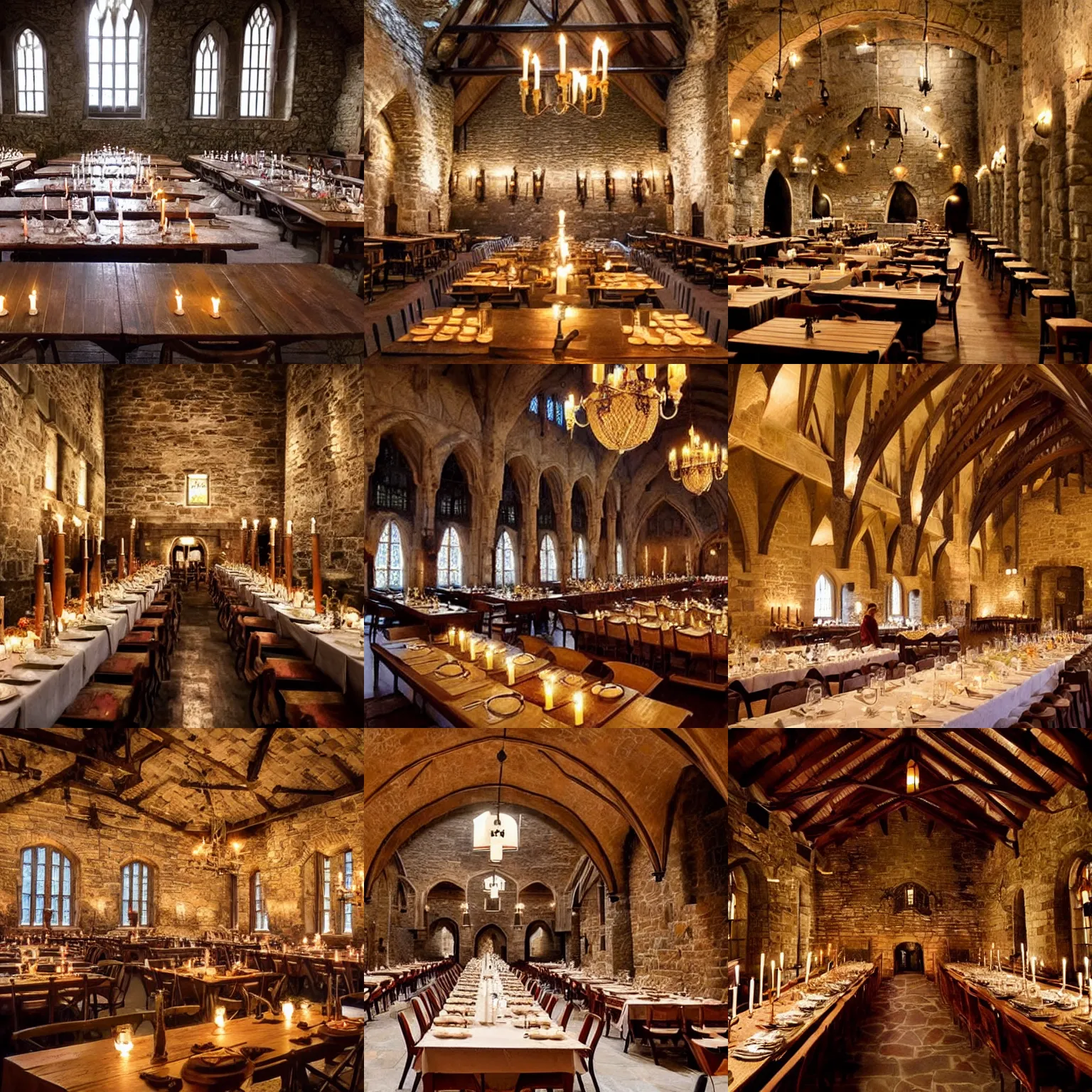 the dining hall of hogwarts with a feast for hundreds | Stable ...