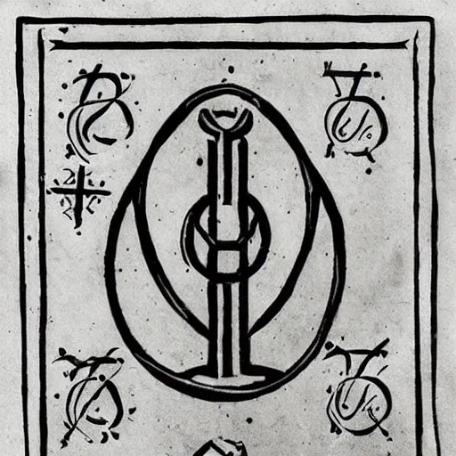 Prompt: magic holy fire iconography old book vintage bible occult rune sketch alchemy ink