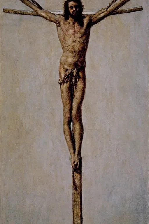 Prompt: jesus christ crucified painted by cy twombly