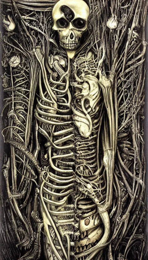 Prompt: life and death mixing together, by hr giger