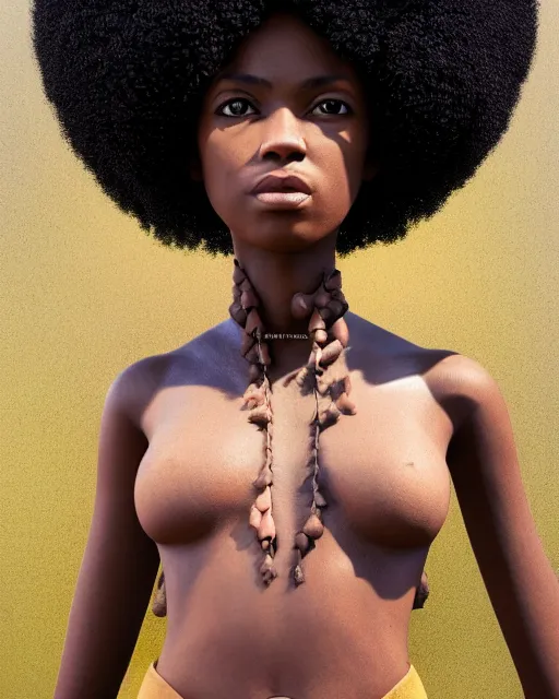 Prompt: beautiful warrior, unreal engine 5, afro, female, blender, symmetrical face, atmosphere, brown skin, gorgeous, depth of field, landscape, lush, ultra realistic, cinematic, macro, artstation, megascan, elegant, epic, Quixel, weta digital, focus, octane render, v-ray, 8k, art by Sonia Delaunay