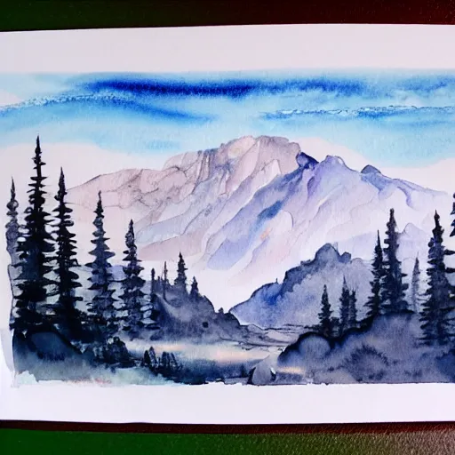 Image similar to mountain landscape watercolor