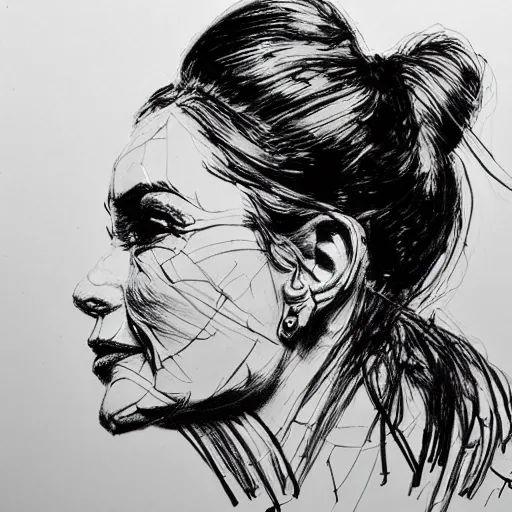 Image similar to a realistic yet scraggly portrait sketch of the side profile of a happy cindy crawford, trending on artstation, intricate details, in the style of frank auerbach, in the style of sergio aragones, in the style of martin ansin, in the style of david aja, in the style of mattias adolfsson