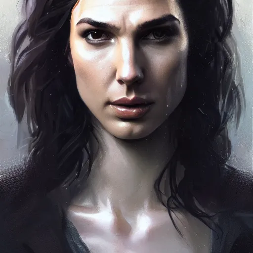 Image similar to A fancy portrait of Gal Gadot by Greg Rutkowski, Sung Choi, Mitchell Mohrhauser, Maciej Kuciara, Johnson Ting, Maxim Verehin, Peter Konig, Bloodborne, 8k photorealistic, cinematic lighting, HD, high details, dramatic, atmospheric , trending on artstation